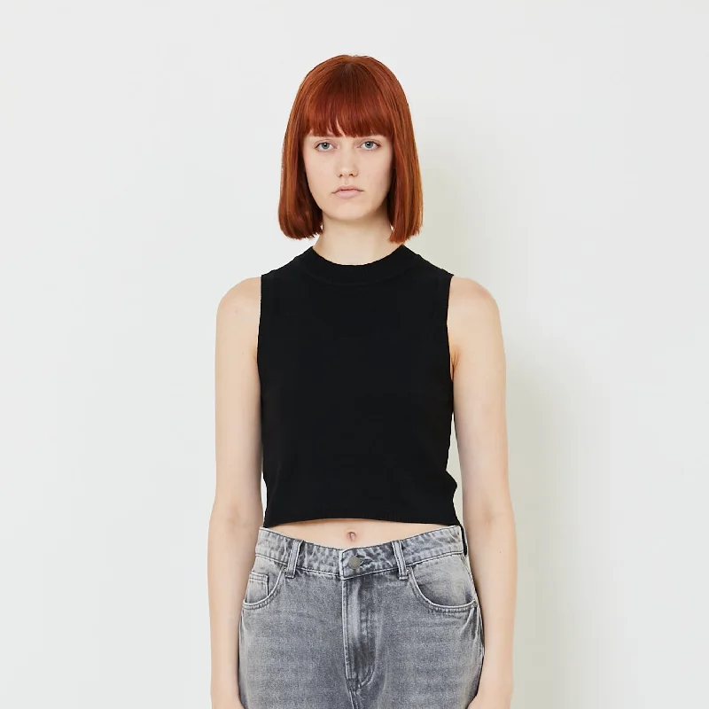 Women Knit Tank Top - Black - SW2407081D turquoise tank top