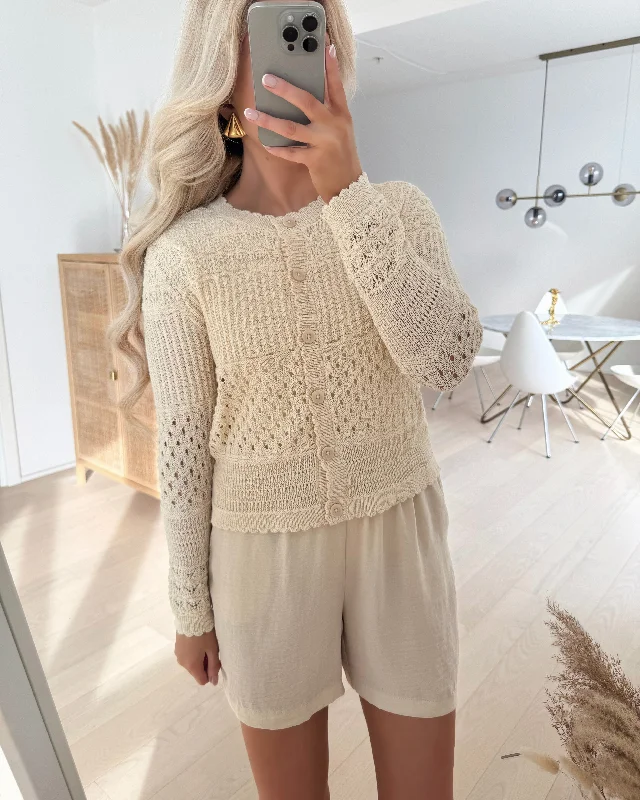 Vero Moda cardigan dania ls o-neck short birch Chenille Fabric Brocade Fabric Lace Fabric