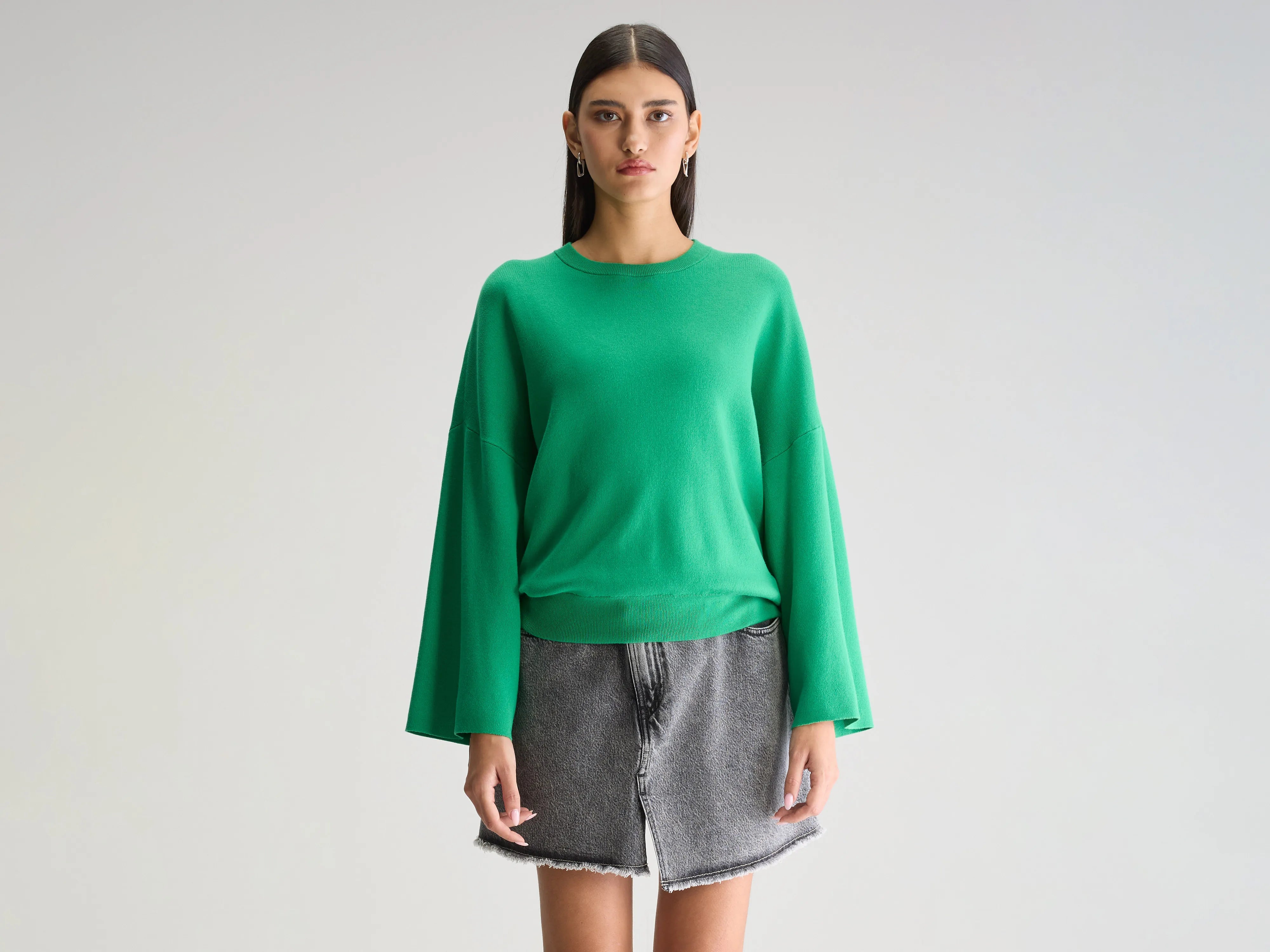 Anga round-neck sweater (251 / W / MOJITO) Fleece Fabric Down Fabric Feather Fabric