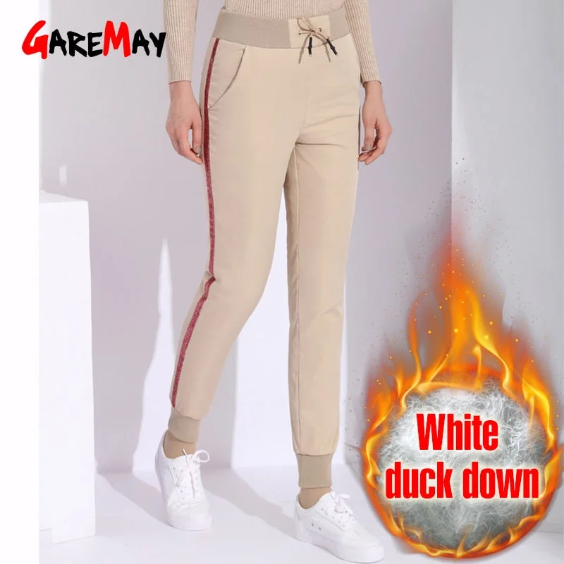 Garemay Warm Women's Pants With Stripe Autumn Plus Size Harem High Waist Pants Female Winter Striped Trousers Black Women's Trousers Occasion Special