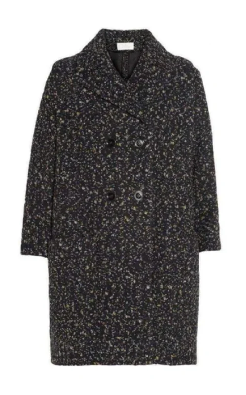 Gray Confetti Boucle Tweed Cocoon Coat Tweed Herringbone Houndstooth