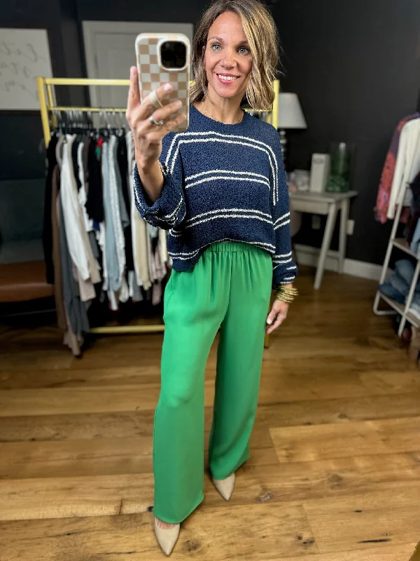 The Jade Wide-Leg Trouser - Green Trousers Pleated Formal