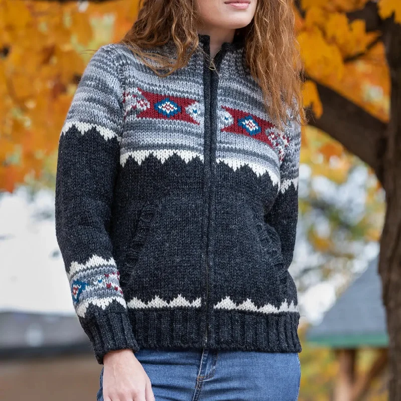 Mustang Knit Sweater Open Front Closed Front Wrap Front