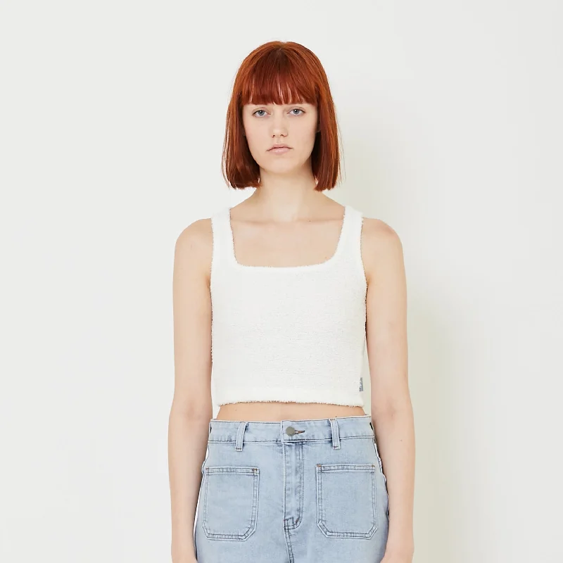 Women Cropped Tank Top - Off White - SW2407076A metallic tank top