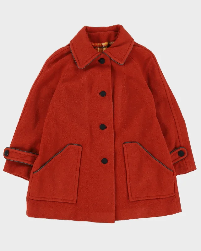 1990s Orange Wool Short Coat - M Nylon Polyester Spandex