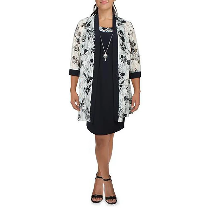 R&M Richards Womens Plus Mesh Floral Duster Blazer Women's Lightweight Blazer