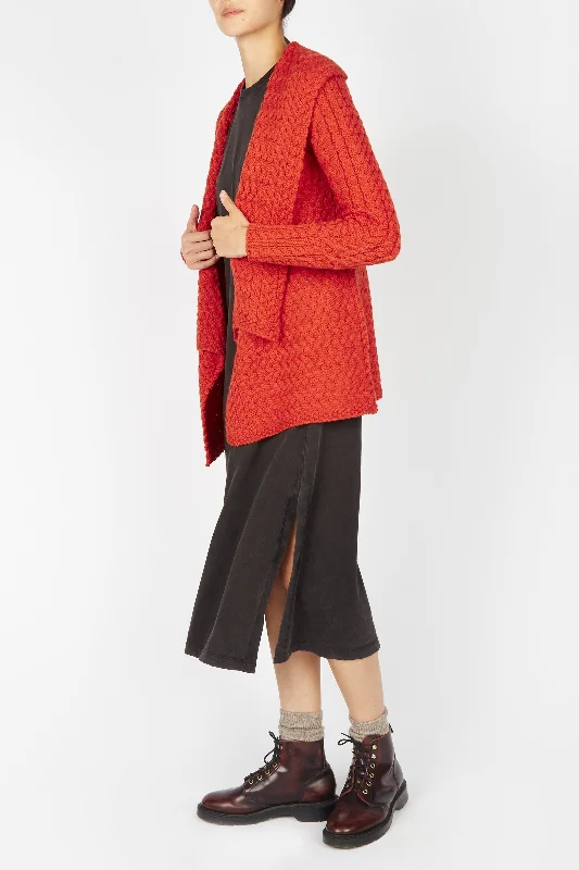 Irish -  Glenross Waterfall Cardigan - Orange Marl Machine Wash Dry Clean Hand Wash