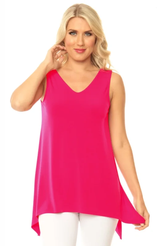 Reversible Long Tank in Lipstick Pink rhinestone tank top