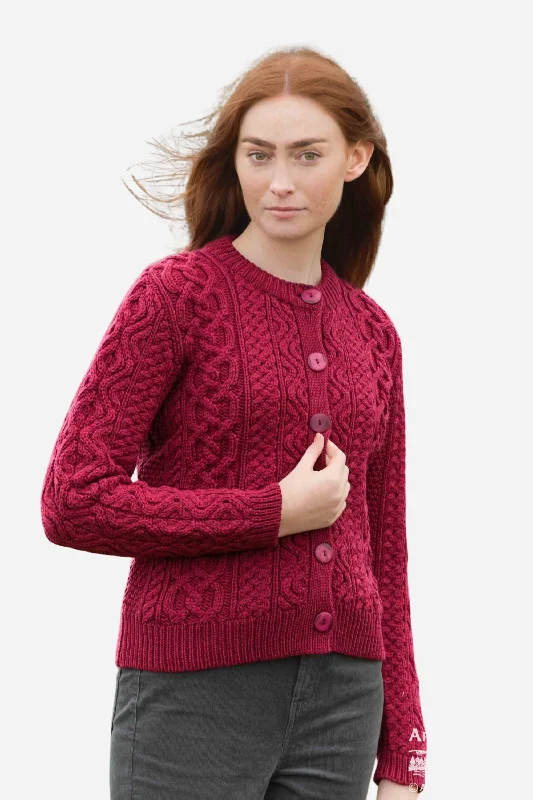 Aran - Tramore Cardigan - Fuchsia Casual Formal Business