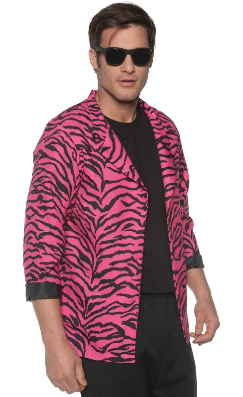 1980s Pink Zebra Print Mens Costume Blazer Women's Trendy Jacket