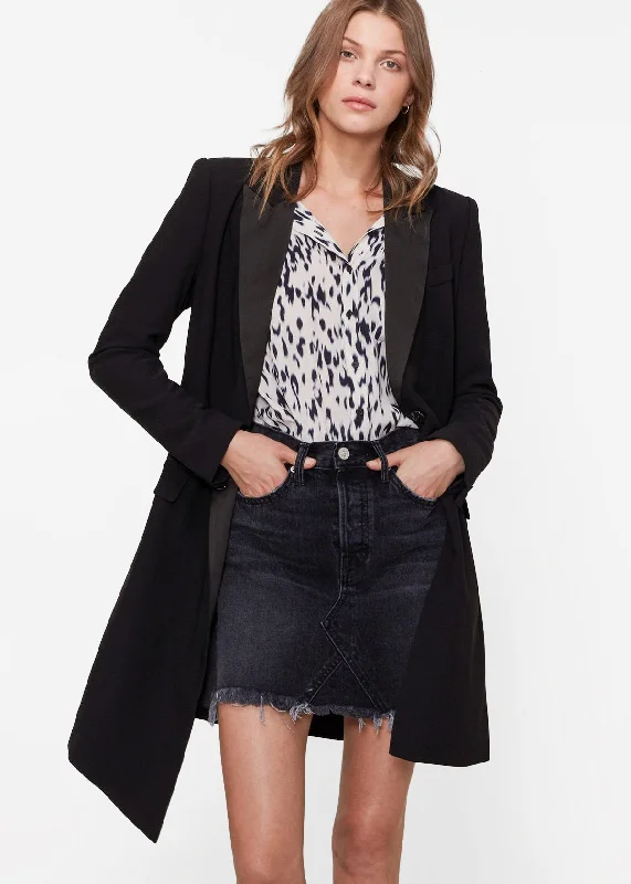 Women's Double Breasted Long Blazer Cotton Blend Blazer