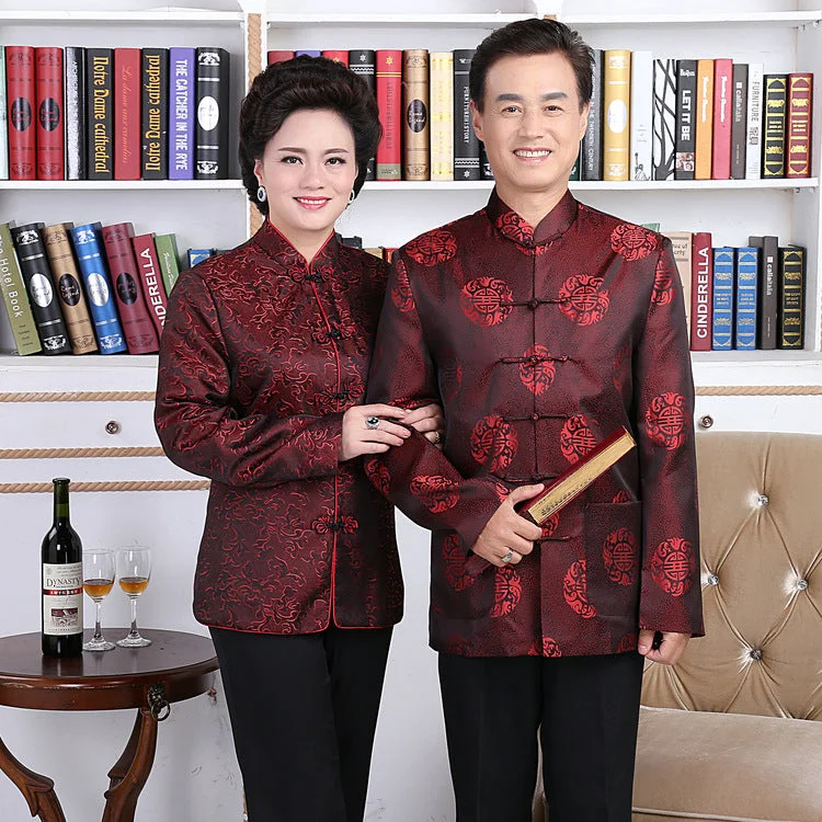 Brocade Parent's Birthday Matching Couple Traditional Chinese Jackets Wool Fabric Cashmere Fabric Tweed Fabric