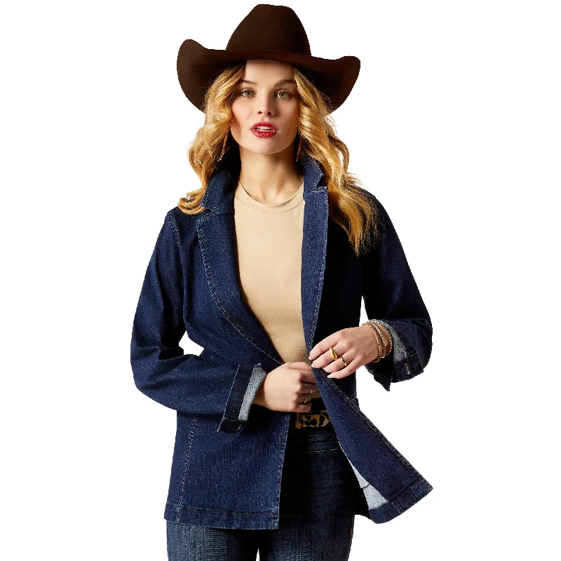 Ariat Ladies Midnight Blue Wash Denim Blazer 10053928 Silk Women's Blazer
