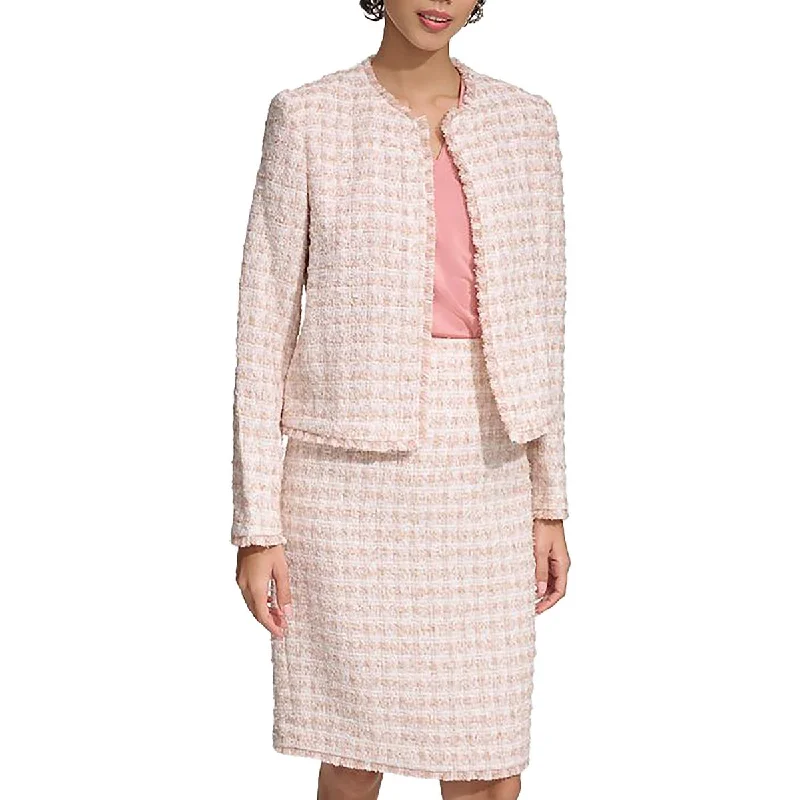 Calvin Klein Womens Tweed Ofiice Open-Front Blazer Women's Boutique Suit