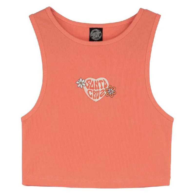 Santa Cruz Womens Tank Top Balloon Heart Front - Coral layering tank top