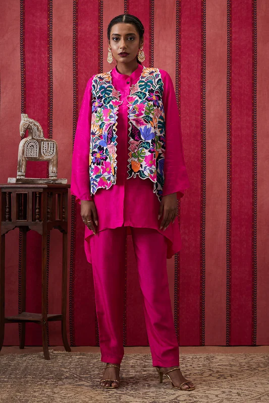 Zinnia Co-ord Set With Applique Jacket Herringbone Jacket Checkered Jacket Solid Jacket