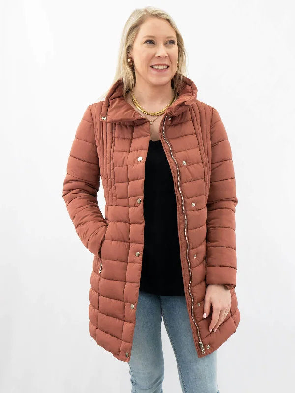 Copper Long Puffer Coat Vest Waistcoat Gilet