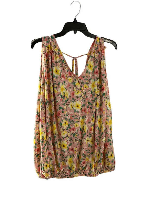 Sew in Love Size XL Pink Yellow Floral Tank Top stretchy tank top