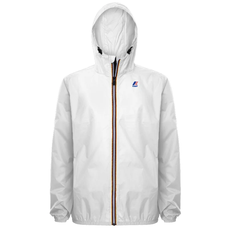 Claude - Unisex Packable Full Zip Waterproof Rain Jacket in White Knit Fabric Woven Fabric Fleece Fabric
