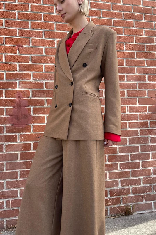 Flannel Shaped Jacket in Camel Rayon Fabric Velvet Fabric Corduroy Fabric