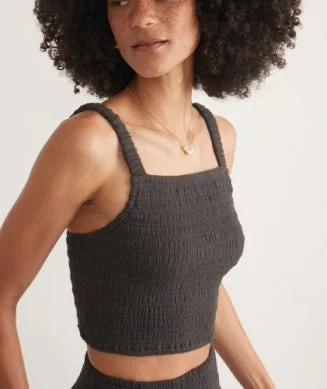 Marine Layer - Lila Double Cloth Tank - Faded Black essential tank top