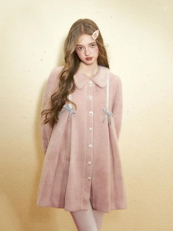 Tweed medium-length coat【s0000005522】 Sequined Lace Ribbed
