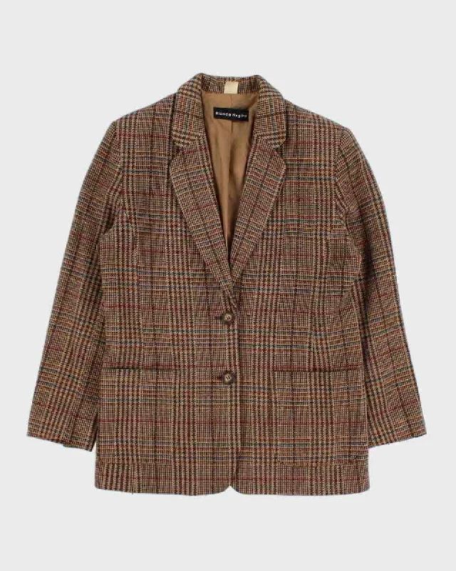 Vintage 90s Bianca Nygard Plaid Brown Blazer - S Women's Luxurious Jacket