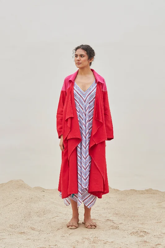 Dual Shaded And  Printed Linen Long jacket Nylon Jacket Polyester Jacket Spandex Jacket