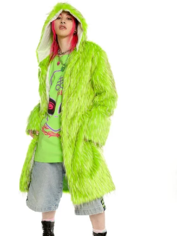 Fruit green hooded long coat and hat【s0000004456】 Bodycon Sheath Shift
