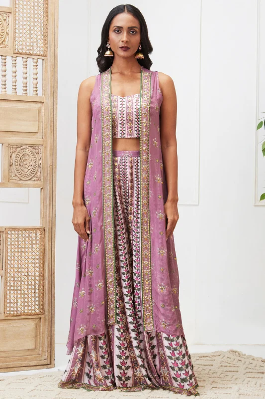 Tabriz Embroidered Co-ord Set With Jacket Fleece Fabric Down Fabric Feather Fabric