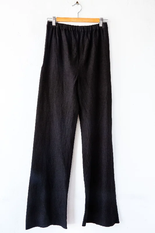 Pocket Linen Trouser Wide Leg Loose Fit Mid Waist