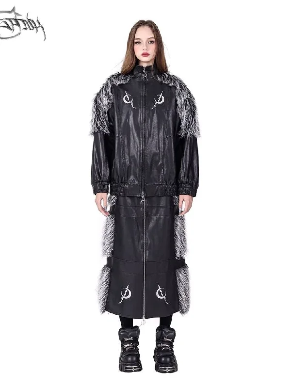 Genderless Black Silver Future Y2K Fur Fur Coat【s0000004826】 Nylon Polyester Spandex
