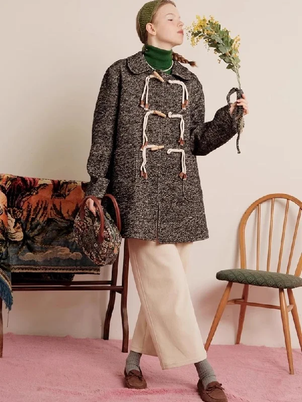 Peter Pan collar classic cowl coat【s0000006455】 Tweed Herringbone Houndstooth