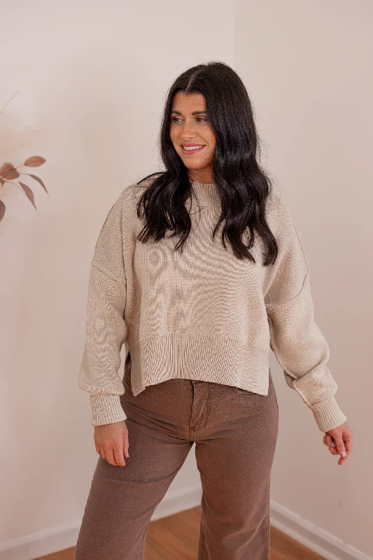 Forever Yours Cropped Oatmeal Sweater Modern Contemporary Chic