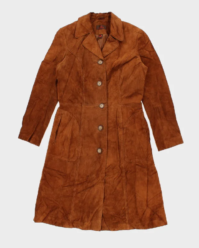 90's Womans Danier Brown Leather Coat - S Fitted Loose Oversized