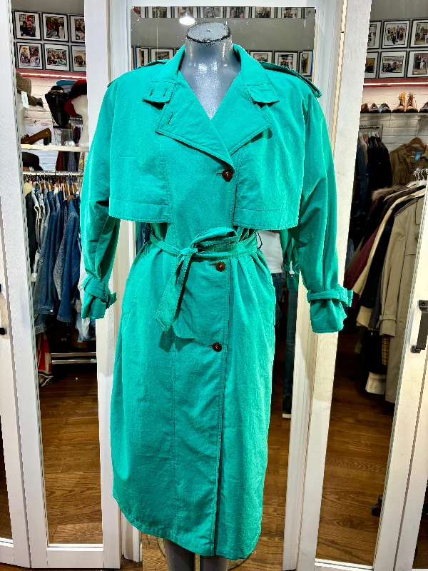 90’s Aqua Green Trench Coat by Cyclone Trench Raincoat Windbreaker
