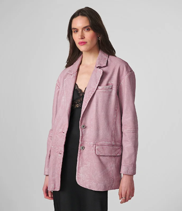 Haven Denim Leather Blazer Women's Trendy Jacket
