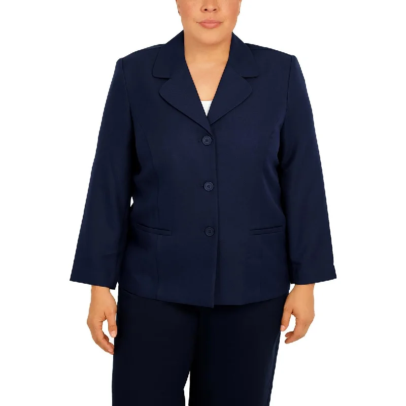 Alfred Dunner Womens Plus Ribbed  Two-Button Blazer Women's Trendy Jacket