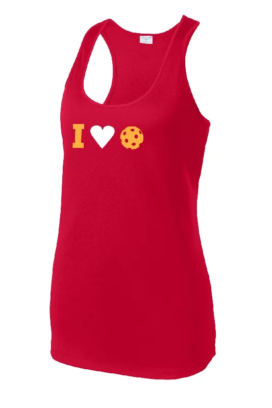 I Heart Pickleball - Womens Performance Racerback Tank spandex blend tank