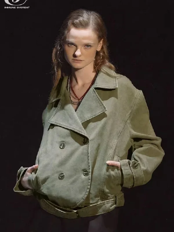 Washed Gray Green Button Down Blazer【s0000006446】 Women's Unique Blazer