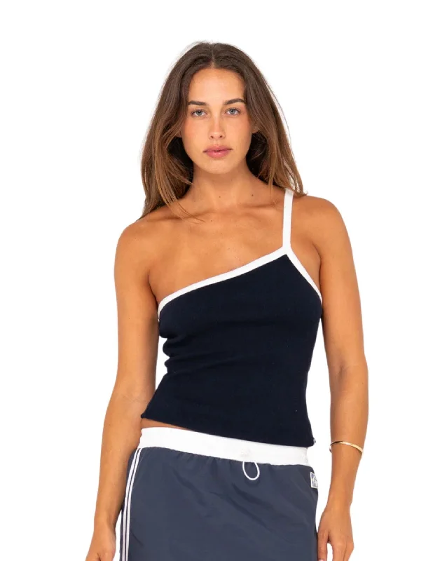 Sling One Shoulder Contrast Tank fitted tank top