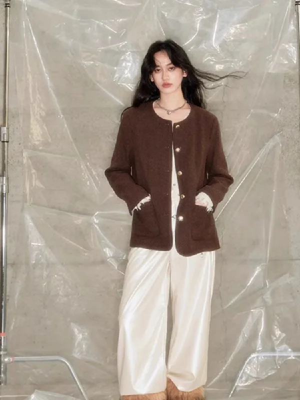 Retro curry temperament small fragrant wind coat【s0000004855】 Boat Shawl Notched