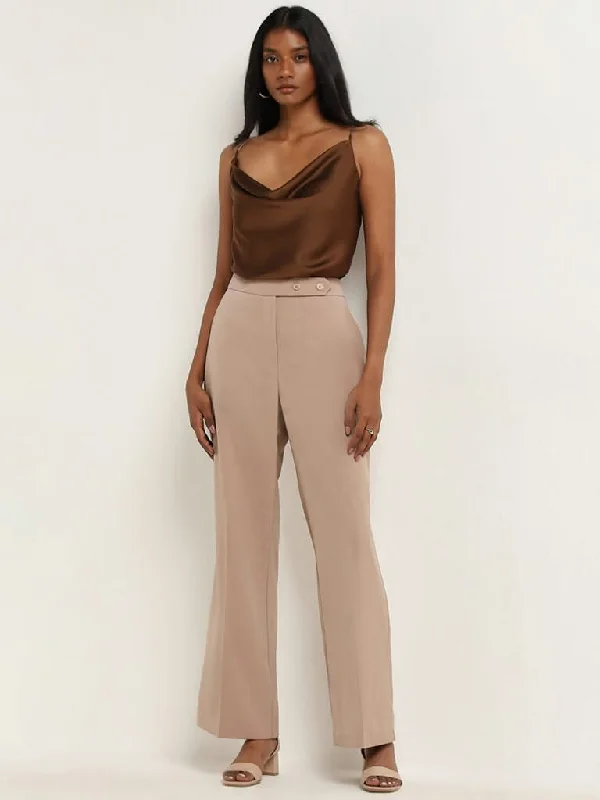 Wardrobe Dark Beige High-Rise Trousers Trousers Trousers Formal