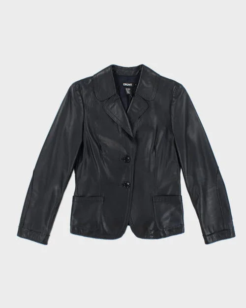Vintage Y2K DKNY Leather Double Breasted Blazer - XS Women's Classic Blazer