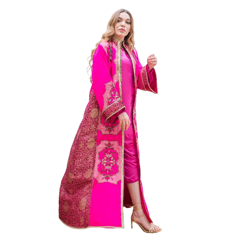 Pink Kaftan Coat Fleece Down Feather