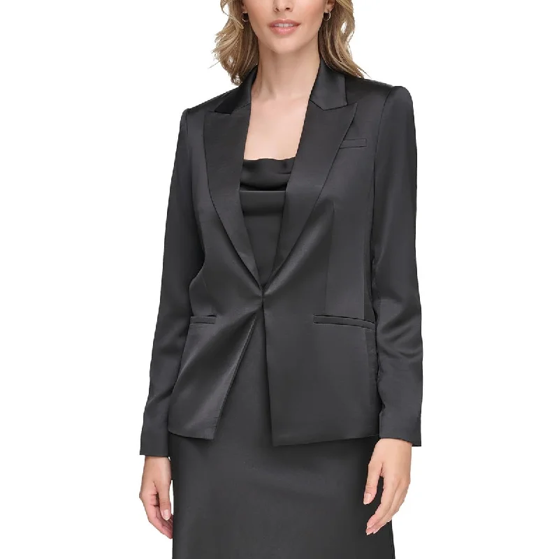 Calvin Klein Womens Satin Suit Separate One-Button Blazer Women's Luxury Jacket
