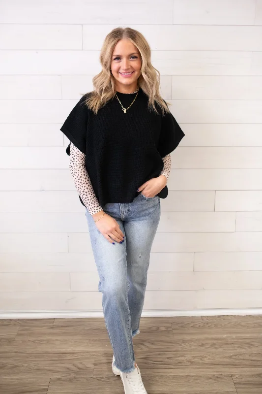 ee:some Dolman Sleeve Round Neck Sweater-Black High Neck Crew Neck V-Neck