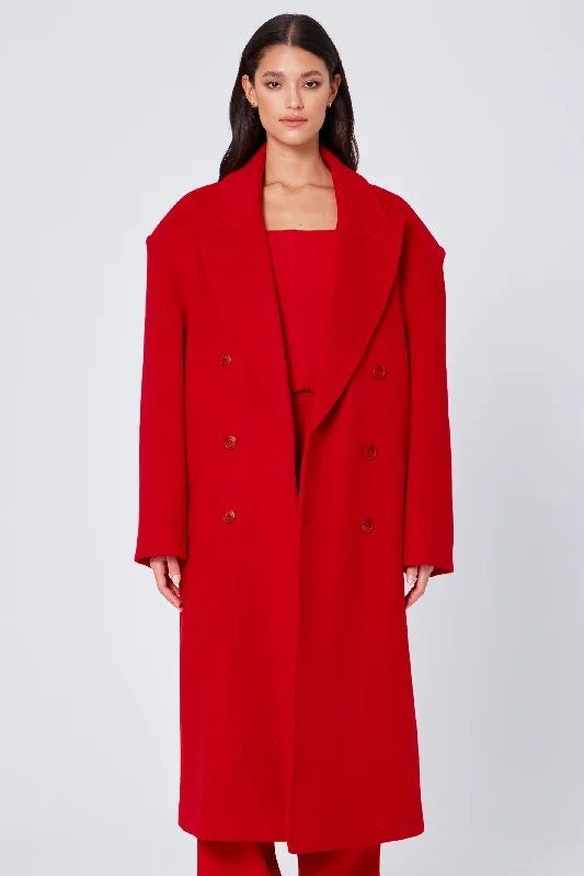 ROZALIA x ATOIR Womens The Coat Chili Boat Shawl Notched