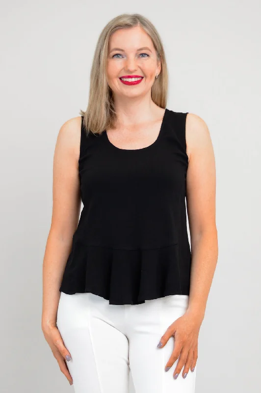 Ginny Tank, Black, Linen Bamboo activewear tank top