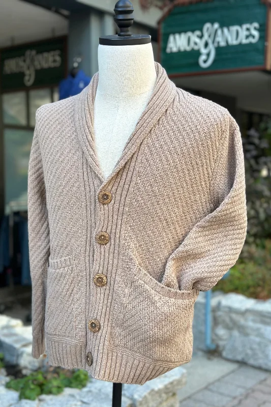Irish - Button Cardigan - Camel Iron Safe Non-Iron Wrinkle Free